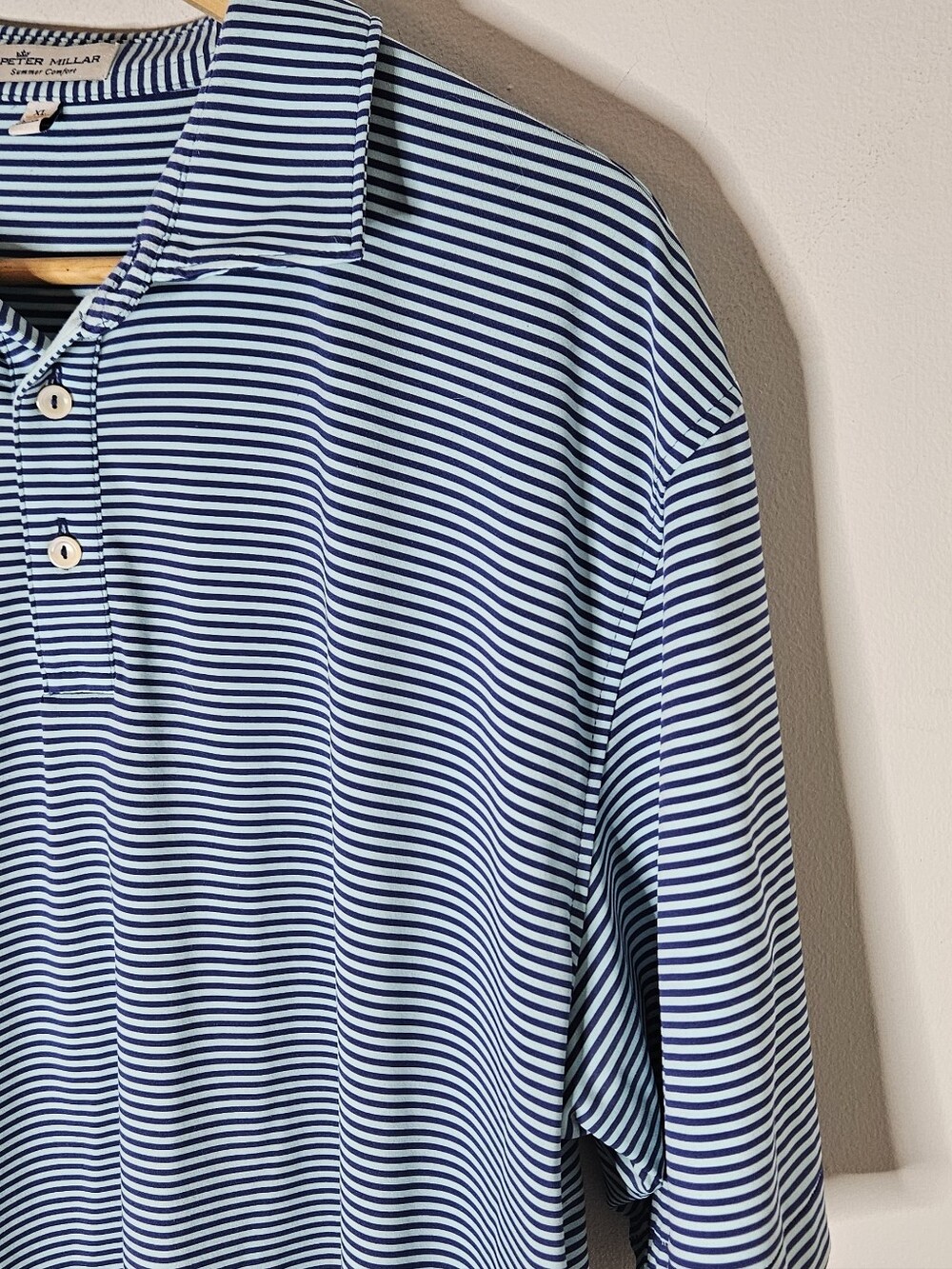 Peter Millar Summer Comfort Striped Polo Performance Fabric XL Men's - Picture 2 of 7